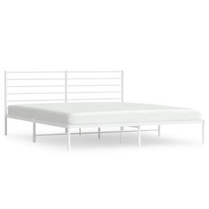 vidaXL Metal Bed Frame without Mattress with Headboard White 180x200cm
