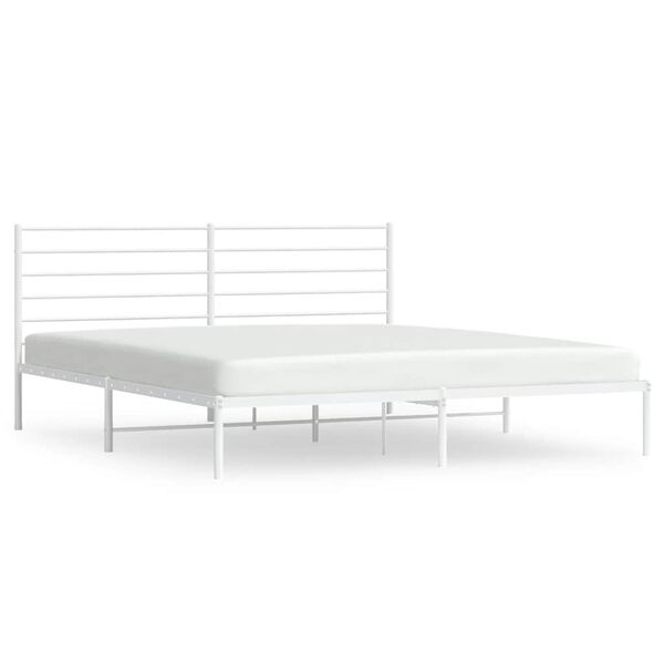 vidaXL Metal Bed Frame without Mattress with Headboard White 180x200cm