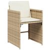 vidaXL 7 Piece Garden Dining Set with Cushions Beige Poly Rattan