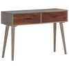 vidaXL Console Table Grey 110x35x75 cm Solid Rough Mango Wood