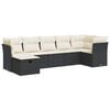 vidaXL 7 Piece Garden Sofa Set with Cushions Black Poly Rattan