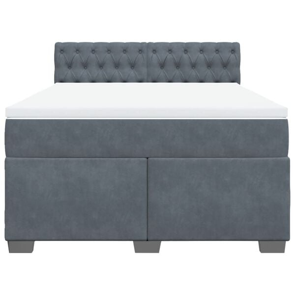 vidaXL Box Spring Bed with Mattress Dark Grey Double Velvet