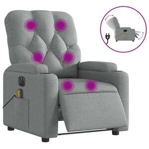 vidaXL Electric Massage Recliner Chair Light Grey Fabric