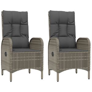 vidaXL Outdoor Chairs 2 pcs Poly Rattan Grey
