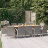 vidaXL 13 Piece Garden Dining Set with Cushions Grey