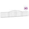 vidaXL Arched Gabion Baskets 5 pcs 400x30x60/80 cm Galvanised Iron