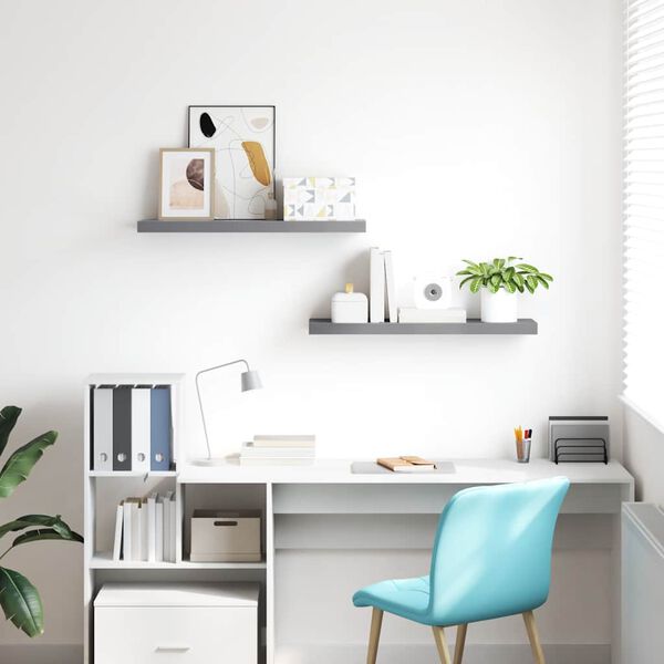 vidaXL Floating Wall Shelves 2 pcs Grey 80x23.5x3.8 cm MDF