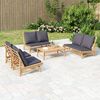 vidaXL 5 Piece Garden Lounge Set with Dark Grey Cushions Bamboo