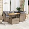 vidaXL 5 Piece Garden Sofa Set with Cushions Beige Poly Rattan
