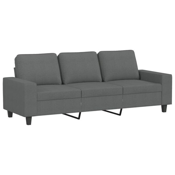 vidaXL 3-Seater Sofa with Footstool Dark Grey 180 cm Fabric