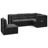 vidaXL 5 Piece Garden Lounge Set with Cushions Black Poly Rattan