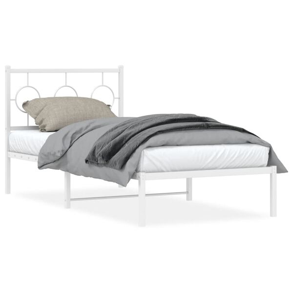 vidaXL Metal Bed Frame without Mattress with Headboard White 90x190cm