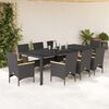 vidaXL 9 Piece Garden Dining Set with Cushions Black Poly Rattan and Glass