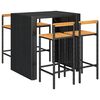 vidaXL 5 Piece Garden Bar Set Black Poly Rattan& Solid Wood Acacia