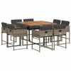 vidaXL 9 Piece Garden Dining Set with Cushions Grey Poly Rattan