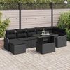 vidaXL Garden Sofa Set with Cushion 8 pcs Black Poly rattan