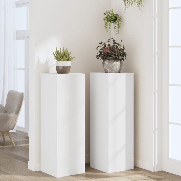 vidaXL Plant Stands 2 pcs White 33x33x100 cm Engineered Wood