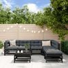 vidaXL 7 Piece Garden Lounge Set with Cushions Black Solid Wood
