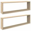vidaXL Wall Cube Shelf 2 pcs Sonoma Oak 100x15x30 cm Engineered Wood