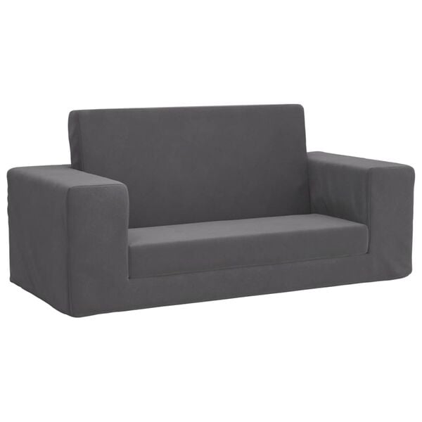 vidaXL Kids' Sofa Bed 2-Seater Anthracite Soft Plush