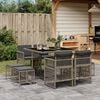 vidaXL 9 Piece Garden Dining Set with Cushions Grey Poly Rattan