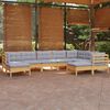 vidaXL 9 Piece Garden Lounge Set with Grey Cushions Solid Pinewood