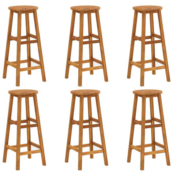vidaXL Bar Stools 6 pcs Solid Acacia Wood