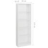 vidaXL 5-Tier Book Cabinet High Gloss White 60x24x175 cm Engineered Wood