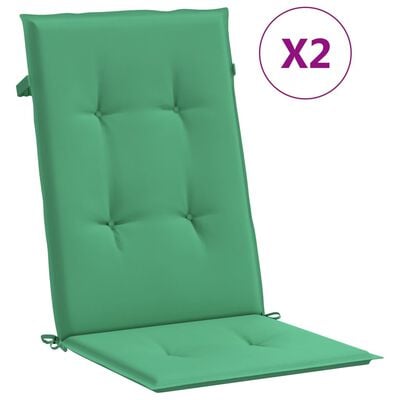 vidaXL Garden Highback Chair Cushions 2 pcs Green 120x50x3 cm Fabric