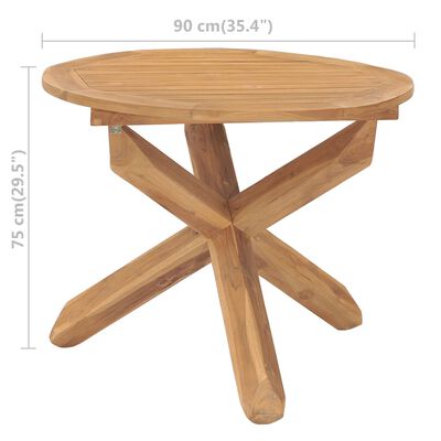 vidaXL Garden Dining Table Ø90x75 cm Solid Teak Wood