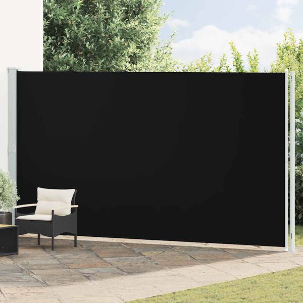 vidaXL Patio Retractable Side Awning 220x600 cm Black