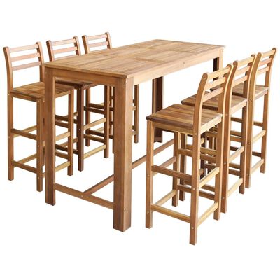 vidaXL Bar Table and Chair Set 7 Pieces Solid Acacia Wood