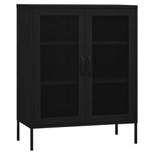 vidaXL Storage Cabinet | Black | Steel | Large | Height-Adjustable Shelves