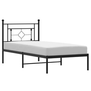 vidaXL Metal Bed Frame without Mattress with Headboard Black 90x190cm