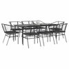 vidaXL 9 Piece Garden Dining Set with Cushions Black Poly Rattan Glass