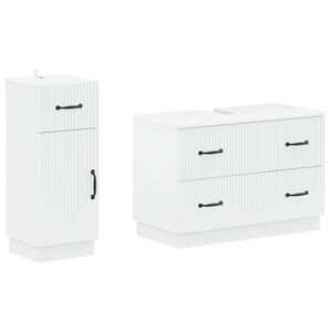 vidaXL 2 Piece Bathroom Cabinet Set HOORN White Engineered Wood