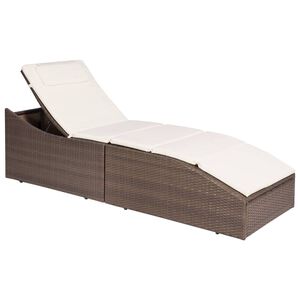 vidaXL Sun Lounger with Cushion Poly Rattan Brown
