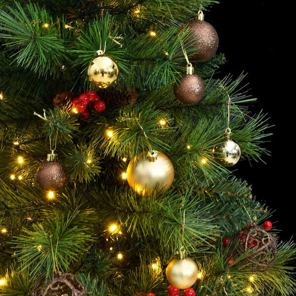 vidaXL Artificial Hinged Christmas Tree 150 LEDs & Ball Set 150 cm