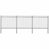 vidaXL Garden Fence with Hoop Top Steel 504x150 cm Black