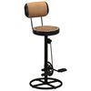 vidaXL Bar Stools with Canvas Print 2 pcs Brown and Black Real Goat Leather