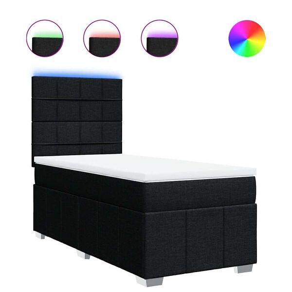 vidaXL Box Spring Bed with Mattress Black King Single Fabric