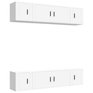 vidaXL 6 Piece TV Cabinet Set White Engineered Wood