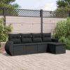 vidaXL 5 Piece Garden Sofa Set with Cushions Black Poly Rattan