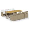 vidaXL 9 Piece Garden Dining Set with Cushions Poly Rattan Beige