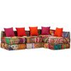vidaXL 4-Seater Modular Pouffe Patchwork Fabric