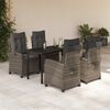 vidaXL 5 Piece Garden Dining Set with Cushions Grey Poly Rattan