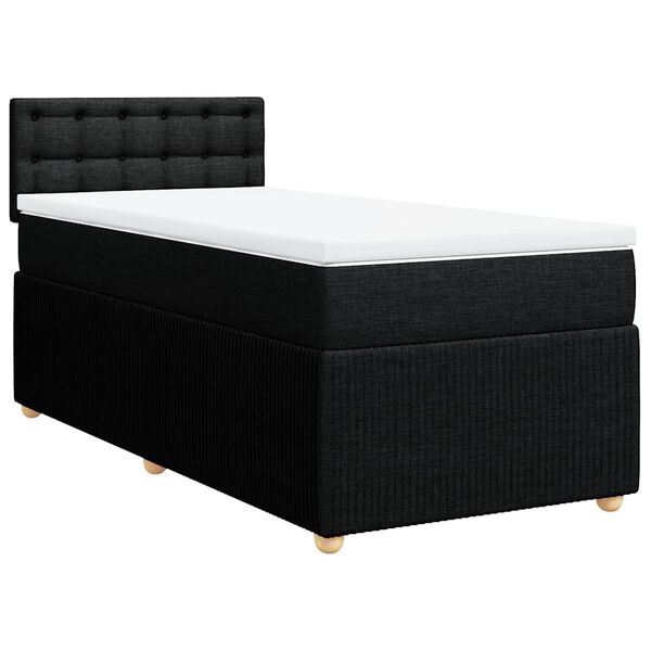 vidaXL Box Spring Bed with Mattress Black King Single Fabric