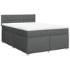 vidaXL Box Spring Bed with Mattress Dark Grey Double Fabric