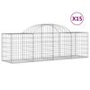 vidaXL Arched Gabion Baskets 15 pcs 200x50x60/80 cm Galvanised Iron