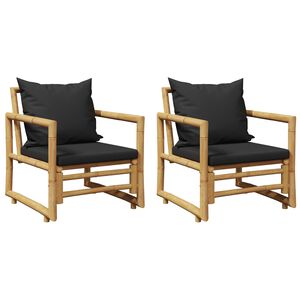 vidaXL Garden Chairs with Cushions 2 pcs Bamboo